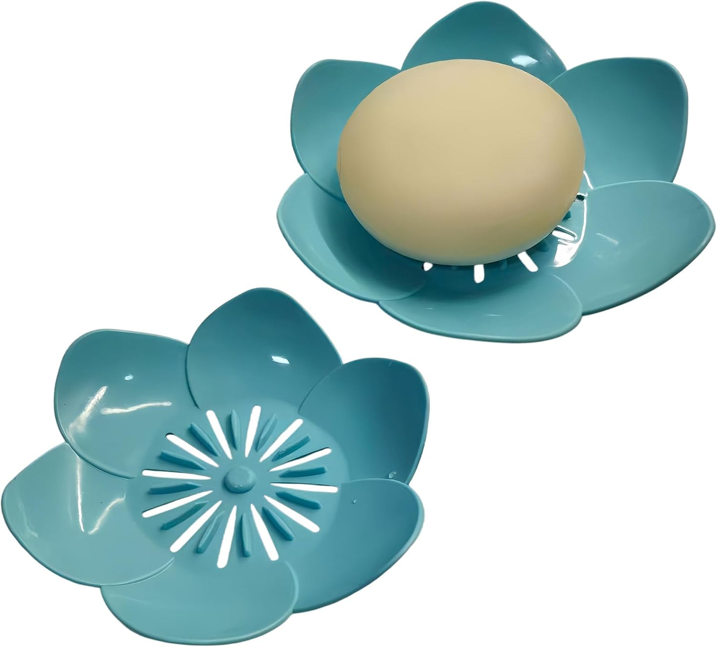Soap Dish Holder for Shower Bar Double Layer Cute Lotus Shape Adhesive Tray Sink Wall Mounted Shampoo NO-Drilling Self Draining Hanging Saver Rack Plastic Bathroom Bathtub Kitchen，Pink