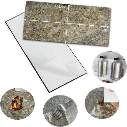 AULIGET 100 Piece Rust Slate Peel and Stick Backsplash Wall Tiles, 3" x 6" PVC Faux Stone Stick on Tiles for Backsplash Kitchen, Bathroom, Laundry Room, Camper, Fireplace