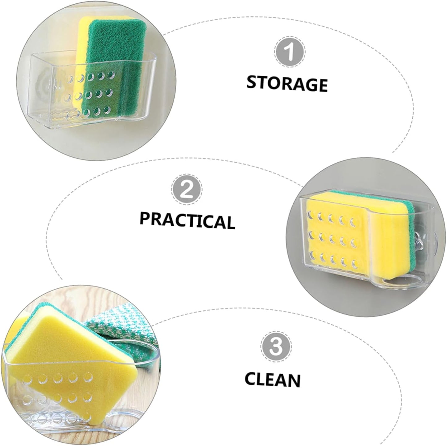 2 Pcs Sponge Storage Rack for Kitchen and Bathroom Hollow Bottom Duster Cloth Drainer Quick Drying Scouring Pad Organizer Space Saving Shelving