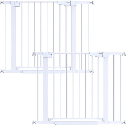 Cumbor 29.7-48" Baby Gate for Stairs, Mom's Choice Awards Winner-Dog Gate for Doorways, Auto Close Safety Pet Gate for Dogs Indoor, Easy Install Pressure Mounted Child Gate with Walk Thru Door, Brown