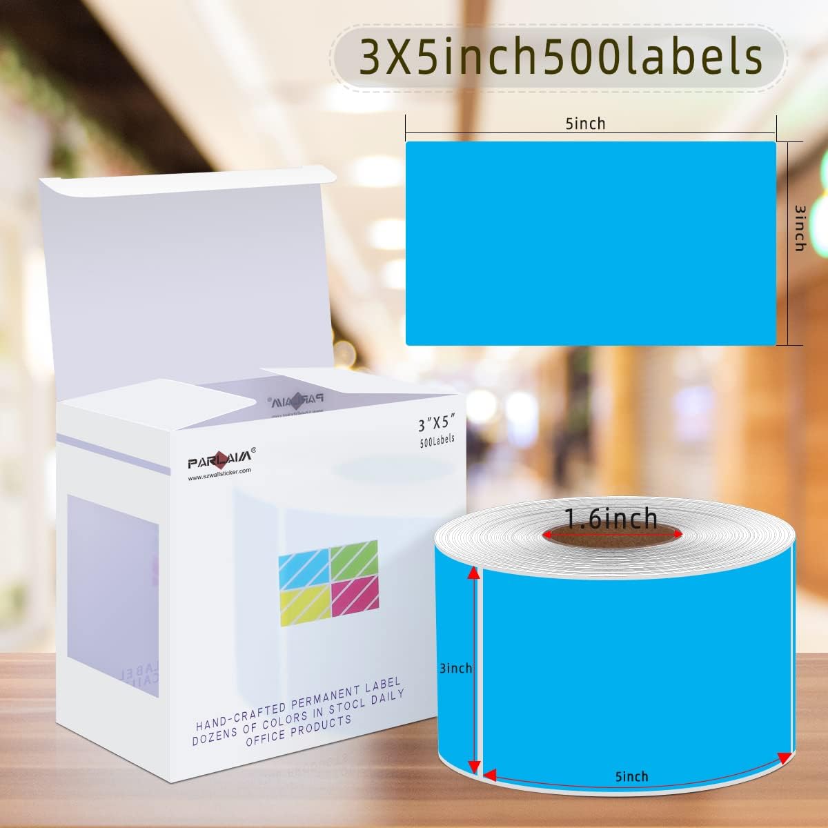 PARLAIM 3 X 5 Inch Rectangle Adhesive Color Coding Stickers,Square Inventory Label Stickers -500Per Dispenser Box (Fluorescent Green)