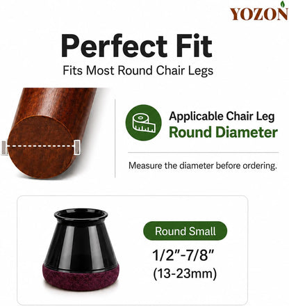 YOZON Chair Leg Floor Protectors Felt Furniture Pads Silicone Caps | Chair Leg Protectors for Hardwood Floors 32 Pack Anti-Scratch Reduce Noise Clear Round Medium Fit 3/4" to 1-3/16" (19-30mm)