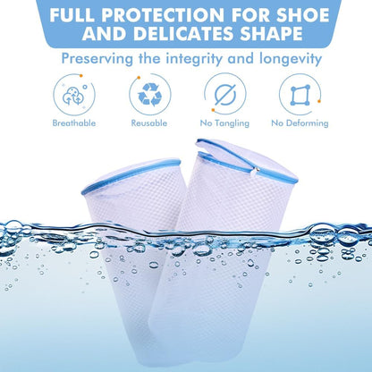 2 Pack Shoes Wash Bags,Shoe Washing Machine Bag,shoe laundry bag for washing machine，Honeycomb Mesh Laundry Bags with Zipper for Sneakers,Running Shoes,Sock,Bras,Delicates and Toys（14 in x 7.8 in）