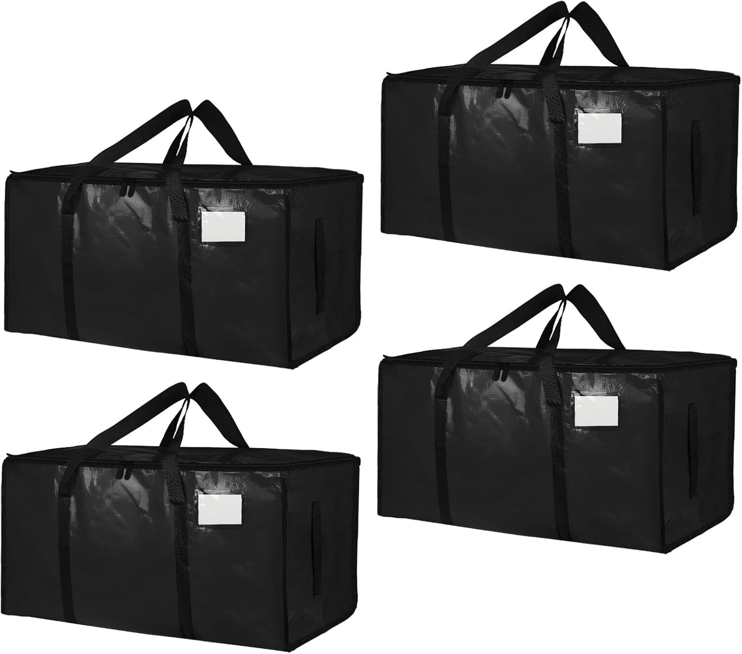 8 Pack-Extra Large Heavy Duty Moving Bags - Waterproof Storage Totes with Handles & Zippers, Foldable for College Dorm, Storage (Clear)