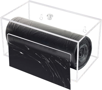 Trash Garbage Bag Roll Holder Dispenser Wall Mount Acrylic Storge Organizer