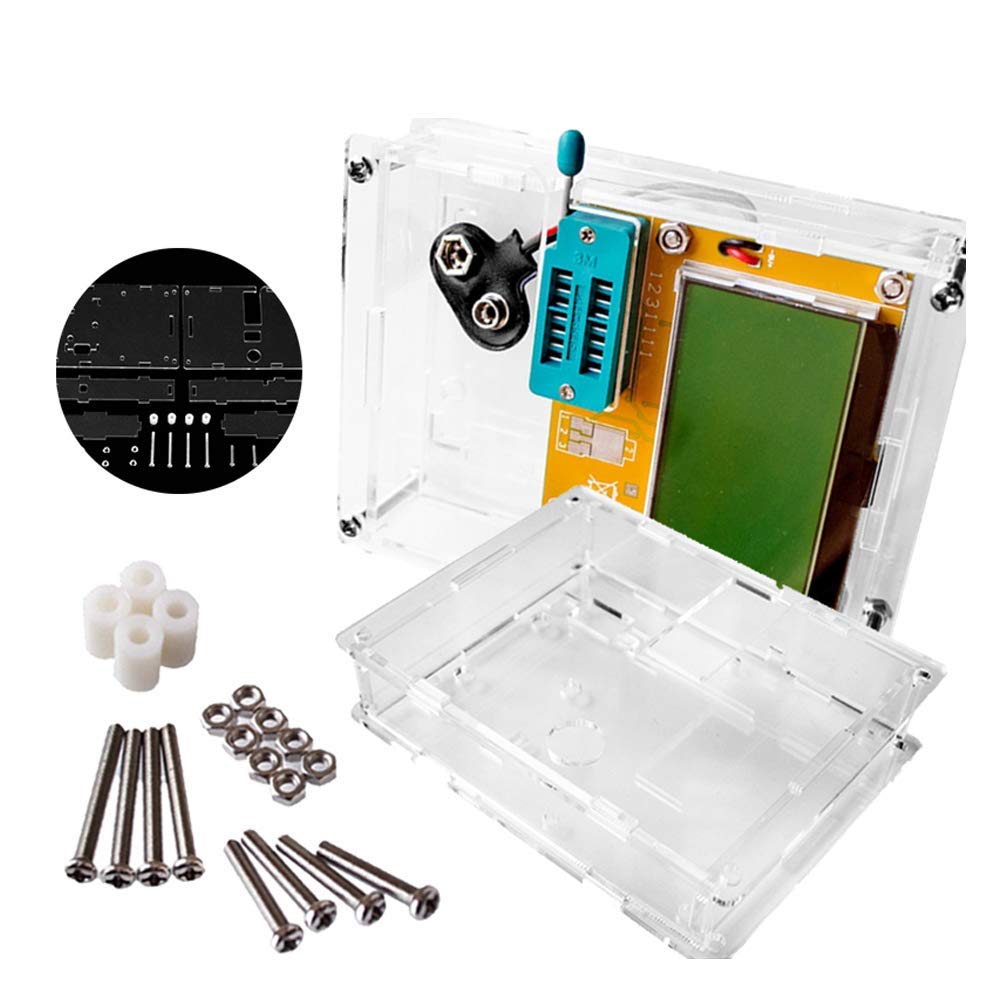 Multifunction Meter DIY kit, ACEIRMC Mega 328 Graphic Transistor Tester, NPN PNP Diodes Triode Capacitor ESR SCR MOSFET Resistor Inductance LCD Display Checker with case