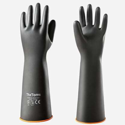 ThxToms Heavy Duty Latex Gloves,Long Rubber Gloves, Chemical Resistant Gloves,Puncture Resistant, Resist Acid,Oil,Alkali, Waterproof for Industrial Cleaning, Gardening, 22", 1 Pair