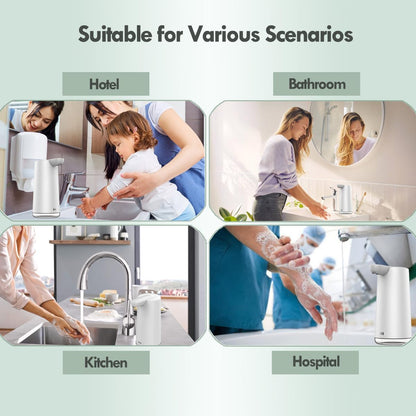 Automatic Foaming Soap Dispenser, 2-Level Adjustable Foam, USB Rechargeable, Touchless Hand & Dish Soap Dispenser for Bathroom, Kitchen, Hotel, Restaurant (White)