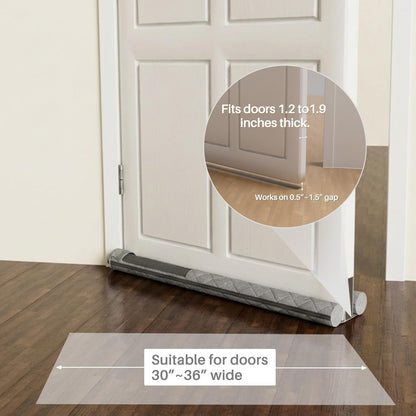Under Door Draft Stopper 36" Double Sided Door Sweep, Blocks Noise, Cold Air, Light, Dust, Smoke, Odor, Soundproof, Fits 30" 32" 36" Doors