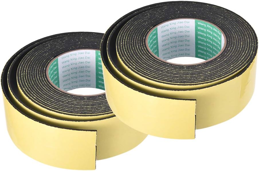 uxcell Sealing Foam Tape 5mm Wide 3mm Thick 4m/13ft Long, Self Adhesive Weather Strip for Window Door Insulation, Pack of 2