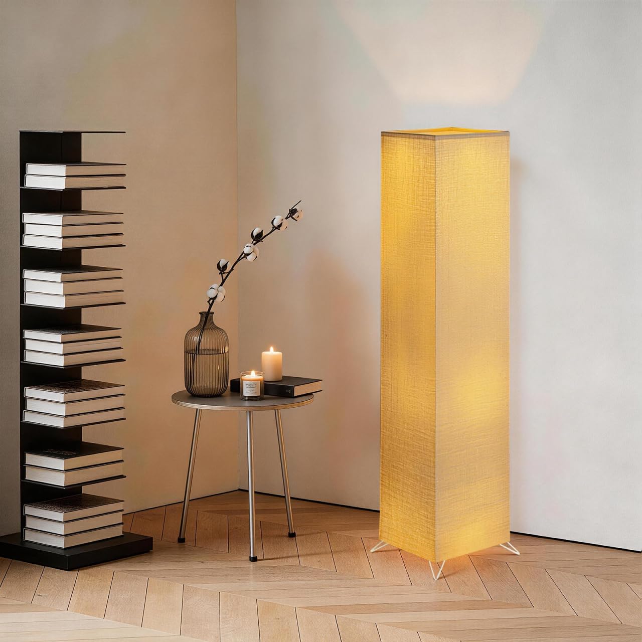 VICASKY Japanese Paper Floor Lamp Shade Replacement, Foldable Standing Lampshade Cover Paper Floor Light Cover Accessories for Living Room Office Home Hotel Bedside
