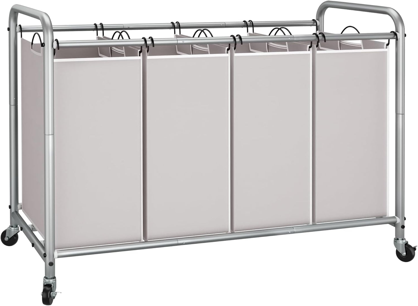 STORAGE MANIAC 3 Section Laundry Sorter, 35.6 Gal (135 L) Laundry Hamper Cart with Heavy Duty Rolling Lockable Wheels and Removable Bags, Clothes Organizer Basket Separator Hamper, Gray