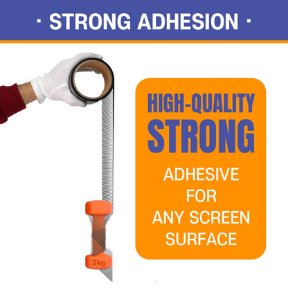 HA SHI Screen Repair Kit for Windows or Doors (2" x 6.5FT, Black) 3-Layer Strong Adhesive Tape, Made in Korea, Ease-Installation Fiberglass Covering Mesh