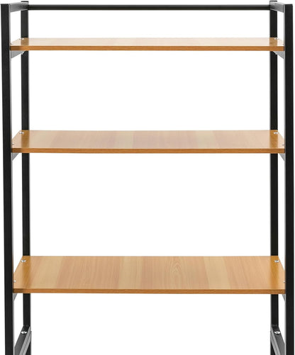 Bathroom Storage Shelf, Over the Washer and Dryer Storage Shelf, 3-tier Bathroom Rack for Washing Machine, Bathroom Storage and Organizer Rack for Hanging Towels and Drying Clothes (Black, Oak)