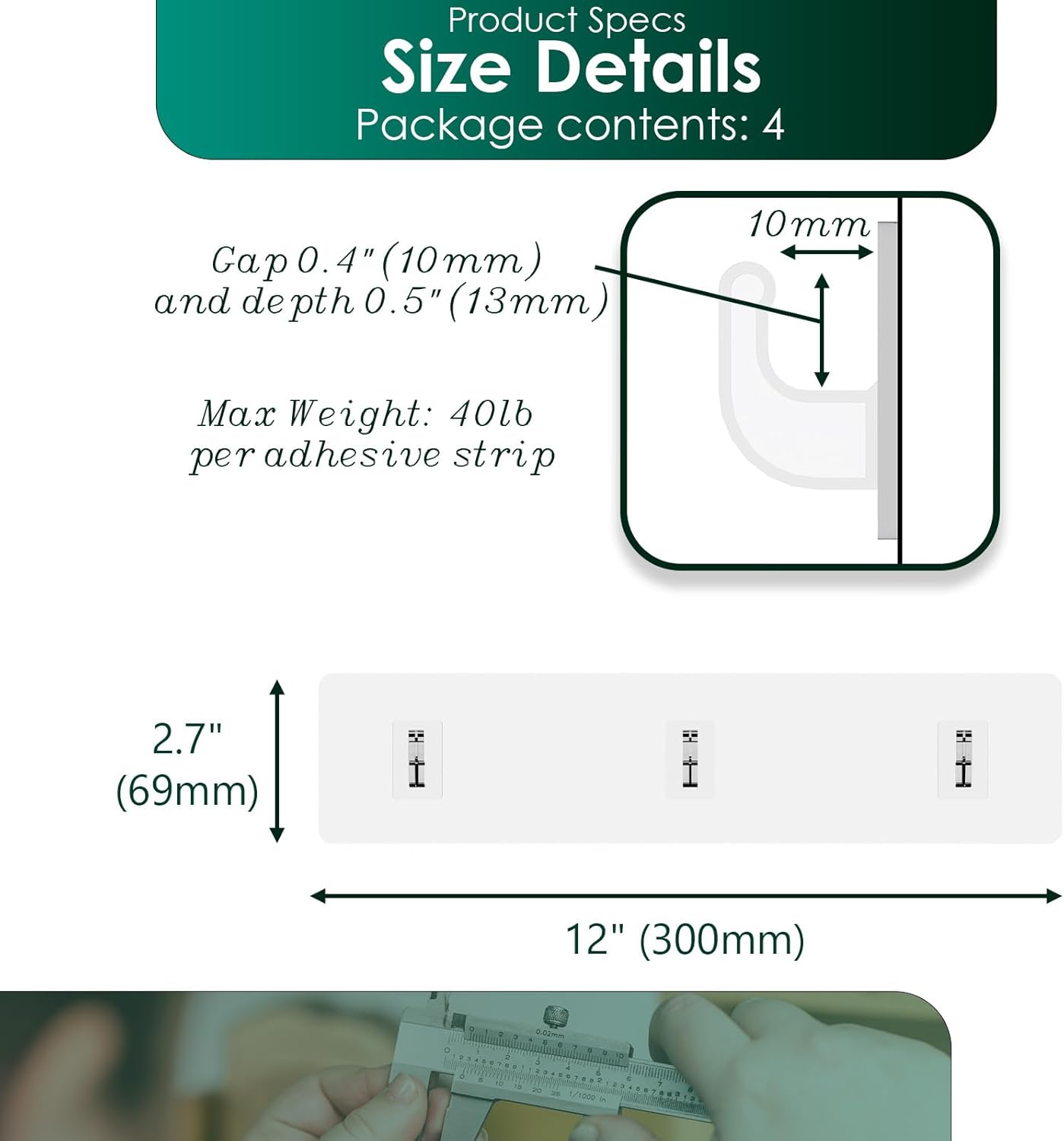 Shower Caddy Adhesive Strips - 2 Pack Replacement for Shower Shelf