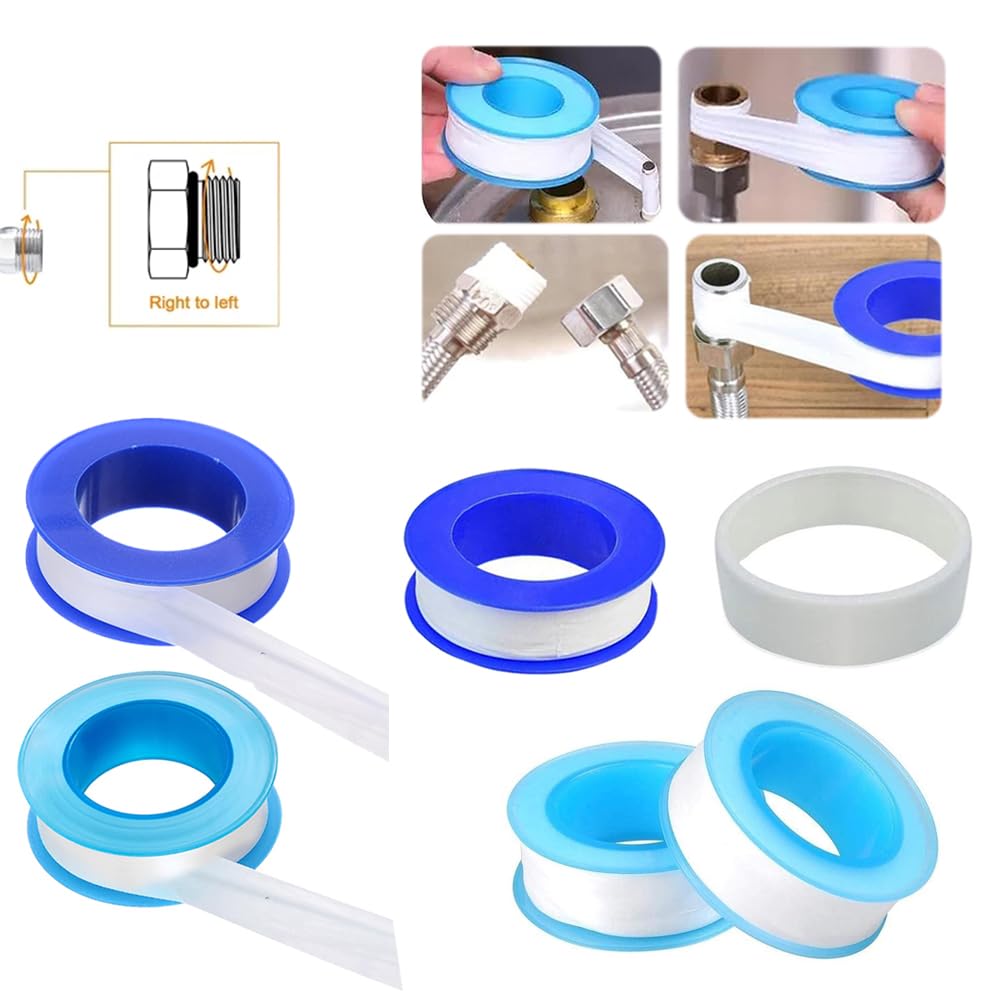 SKYPRO 10 Rolls Thread Seal Tapes, 1/2 PTFE Pipe Sealant Tape Industrial Thread Sealants Plumbers Thread Tape for Leak Water, Plumbers, Plumbing, Airs Head, Thread Pipe(1/2" x394", White)