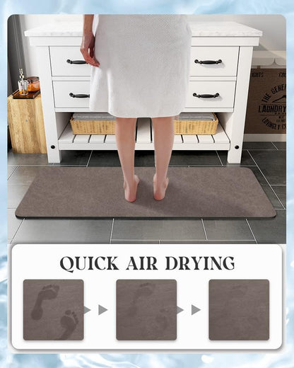 MontVoo -Bath Mat-Rubber Backing Non SlipThin Bathroom Rugs Fit Under Door- Quick Dry Absorbent Faux Suede Surface Grey Bathroom Floor Mats-Shower Rug for in Front of Bathtub Shower Gray 16x24