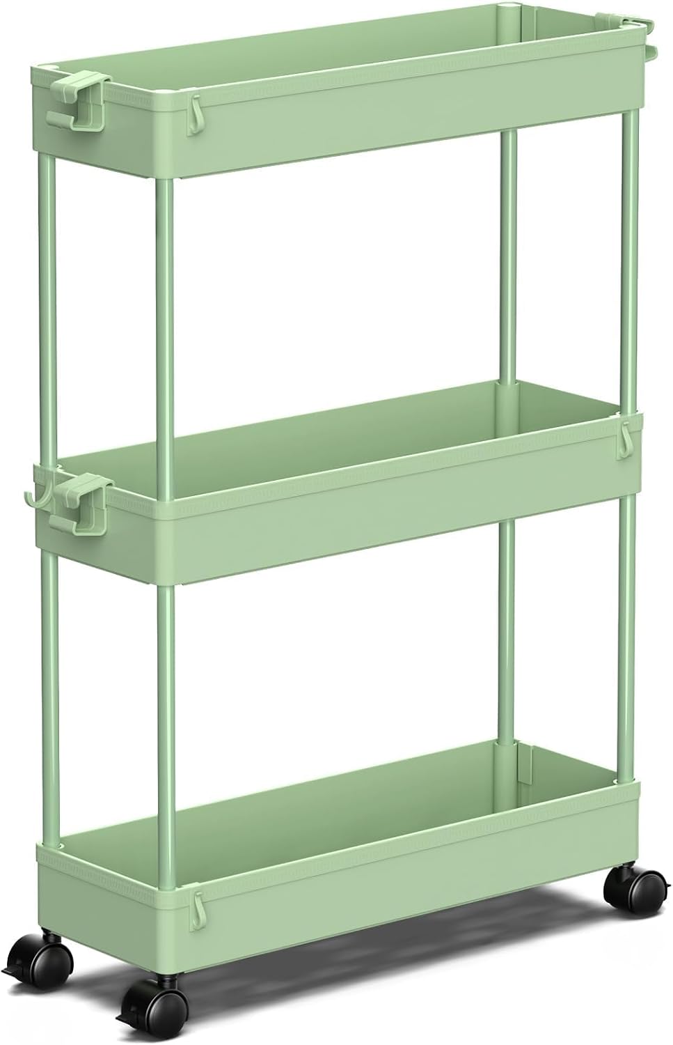 SPACEKEEPER Slim Rolling Storage Cart, 3 Tier Bathroom Storage Organizer Laundry Room Utility Cart Mobile Shelving Unit, Multi-Purpose for Kitchen Office Bathroom Laundry Narrow Places, Black