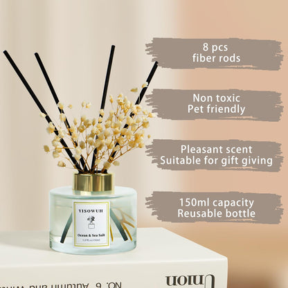 Reed Diffuser Set,5.07 fl oz (150 ml) - White Jasmine Oil Diffusers with 8 Reed Sticks,Home Fragrance Reed Diffuser for Bathroom Shelf Decor