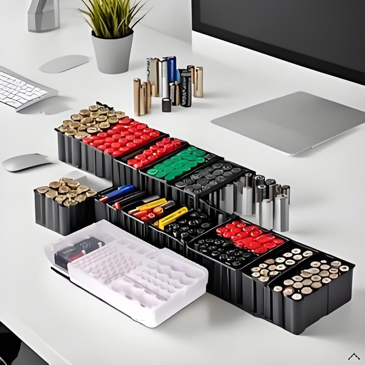 Versatile Battery Organizer with Tester, Original Wall-Mount Storage, Clear-Lid Mountable Storage Box for Secure Energy Cell Management