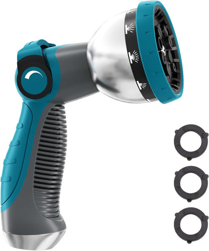 Besiter Garden Hose Nozzle Sprayer: 2 Pack 10 Watering Patterns Spray Nozzles Heavy Duty Metal Hose Head Hose Attachment, Thumb Control On Off Valve