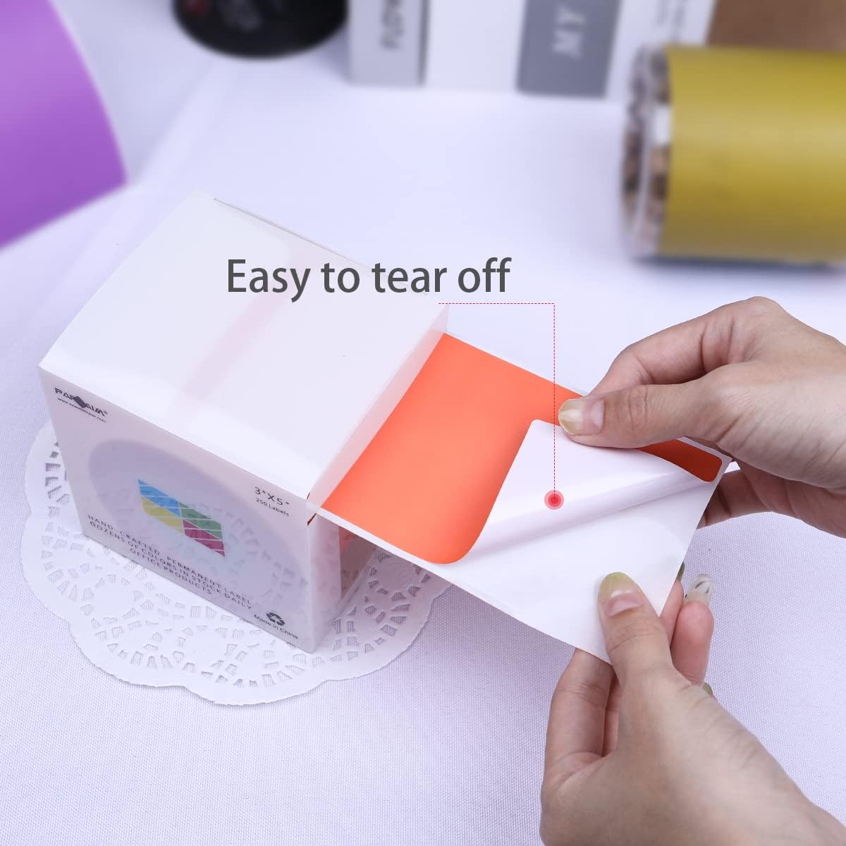 PARLAIM 3 X 5 Inch Rectangle Adhesive Color Coding Stickers,Square Inventory Stickers -250 Per Dispenser Box (Fluorescent Green)