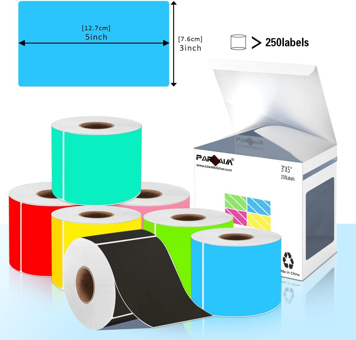 PARLAIM 3 x 5 inch Rectangle Sticker Labels, 250PCS Adhesive Color Coding Stickers for Moving Box Inventory Label, Fluorescent Green