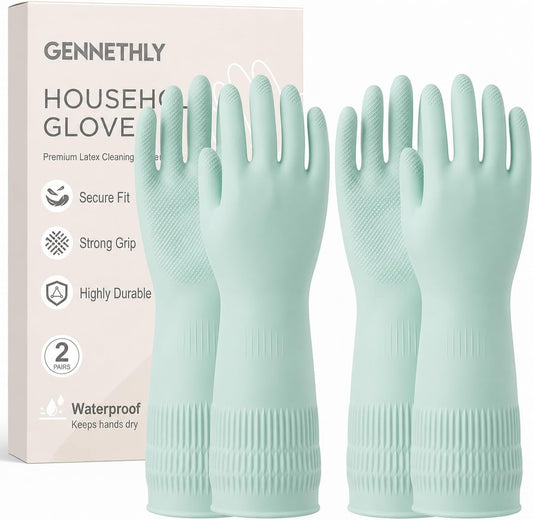 Rubber Dishwashing Gloves, Reusable Cleaning Dish Gloves for Kitchen, Long Cuff for Washing Dishes