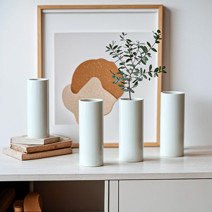 Modern Small Flower Vases 8 Pack - Ceramic, White