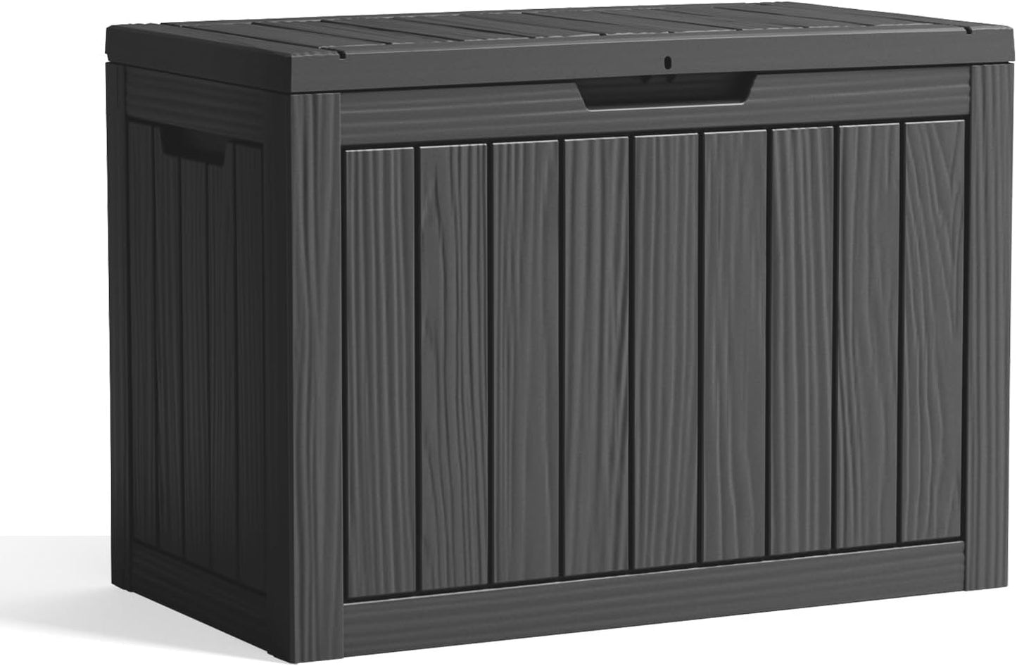 DRATO 35 Gallon Outdoor Storage Box Waterproof, Resin Small Deck Box for Patio Furniture Bench, Pool Garden Tools, Weatherproof Outside Storage Bin for Backyard Porch (Black, 35 Gallon)