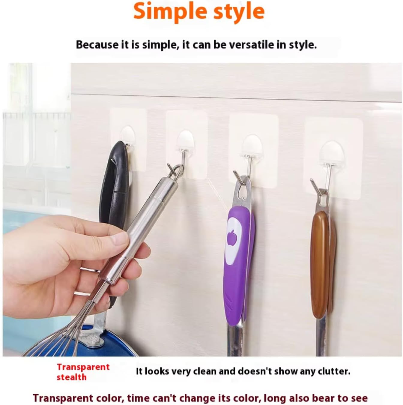 12-Pack Adhesive Hooks - Adhesive Hooks for Hanging Heavy Duty Wall Hooks Self Adhesive Towel Coat Hooks Waterproof Transparent Hook for Bathroom Shower Kitchen Keys Door Outdoor Home Improvement