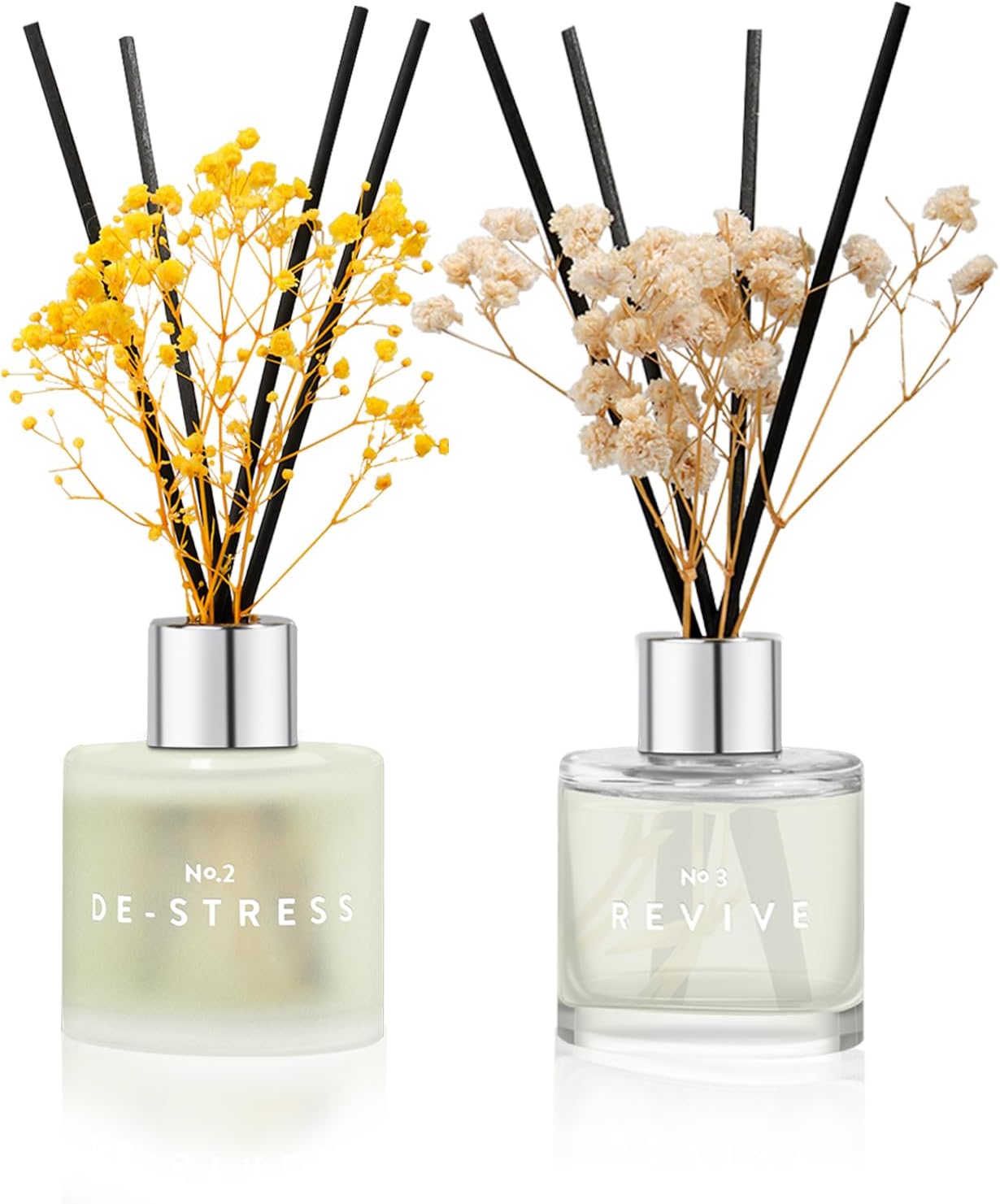 3 Pack Fragrance Reed Diffuser, 50ML Lavender Jasmine Lemongrass Aromatherapy Diffuser Set with 12 Black Fiber Sticks,Air Freshener for Bedroom Bathroom Office, 8.2X 6.6X 2.1 inch