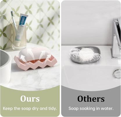Self Draining Bar Soap Holder Diatomite Soap Dish Fast Drying Soap Saver Small Sponge Caddy for Shower, Bathroom, Kitchen Sink, Kitchen, Blue