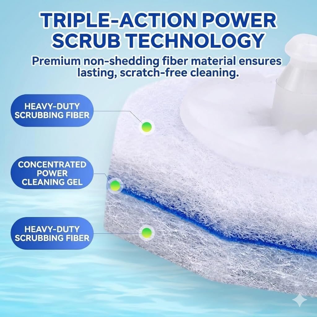 60pcs Disposable Toilet Brush Refills, Toilet Bowl Cleaner Refill Pads, Compatible with Most Toilet Cleaning Wands & Systems, Disposable Scrubber Refill Heads for Deep Bathroom Cleaning