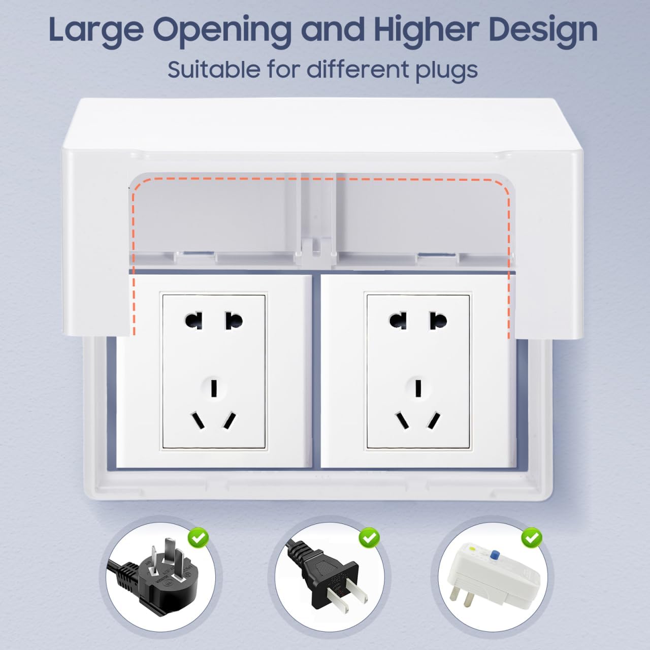 DOITOOL Waterproof Socket Protective Cover Sticky Style Double-Position Thickened Outlet Cover Weatherproof Socket Box for Home Kitchen Bathroom Easy Installation 7.95X4.76X2.95 Inch