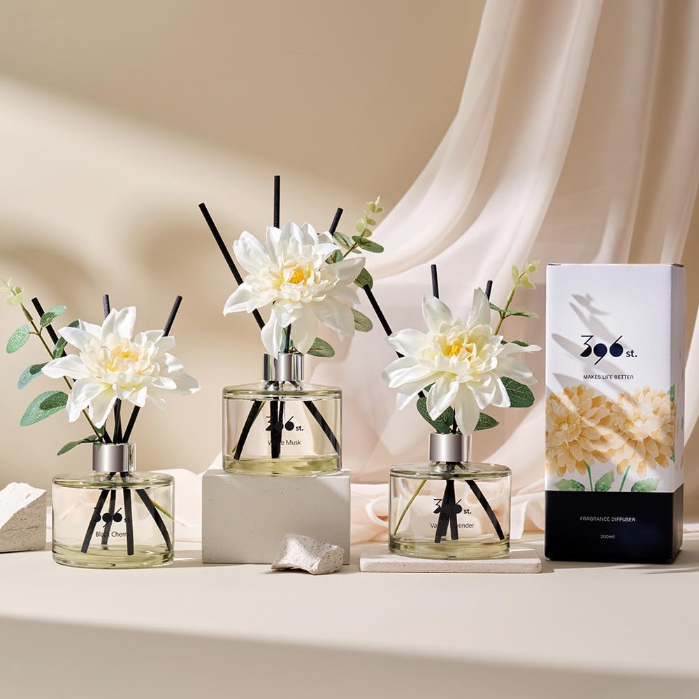 396 st. Rose Flower Reed Diffuser, Vanilla Lavender, 200ml(6.7oz) / Reed Diffuser Sets, Home Fragrance, Scented Oils, Home & Bathroom Décor