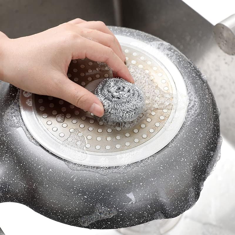8pcs Stainless Steel Scrubber for Dishwashing Pots Pans Heavy Duty Cleaning Tool Non-Scratch Steel Wire Ball