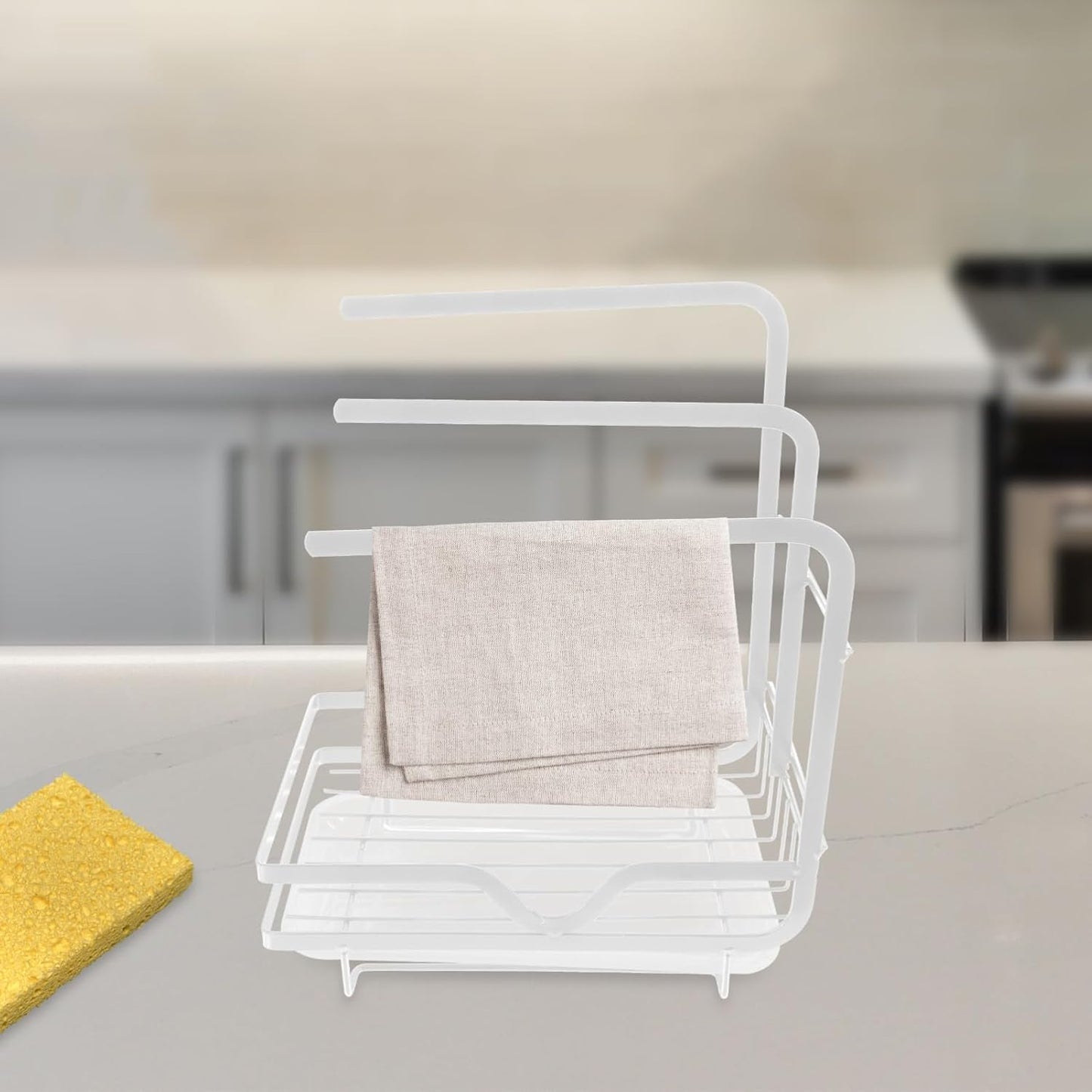 Cabilock Kitchen Sponge Draining Holder Wall-mounted Rack for Kitchen Sink Space-saving Storage for Dishcloths Sponges and Cleaning Supplies Design