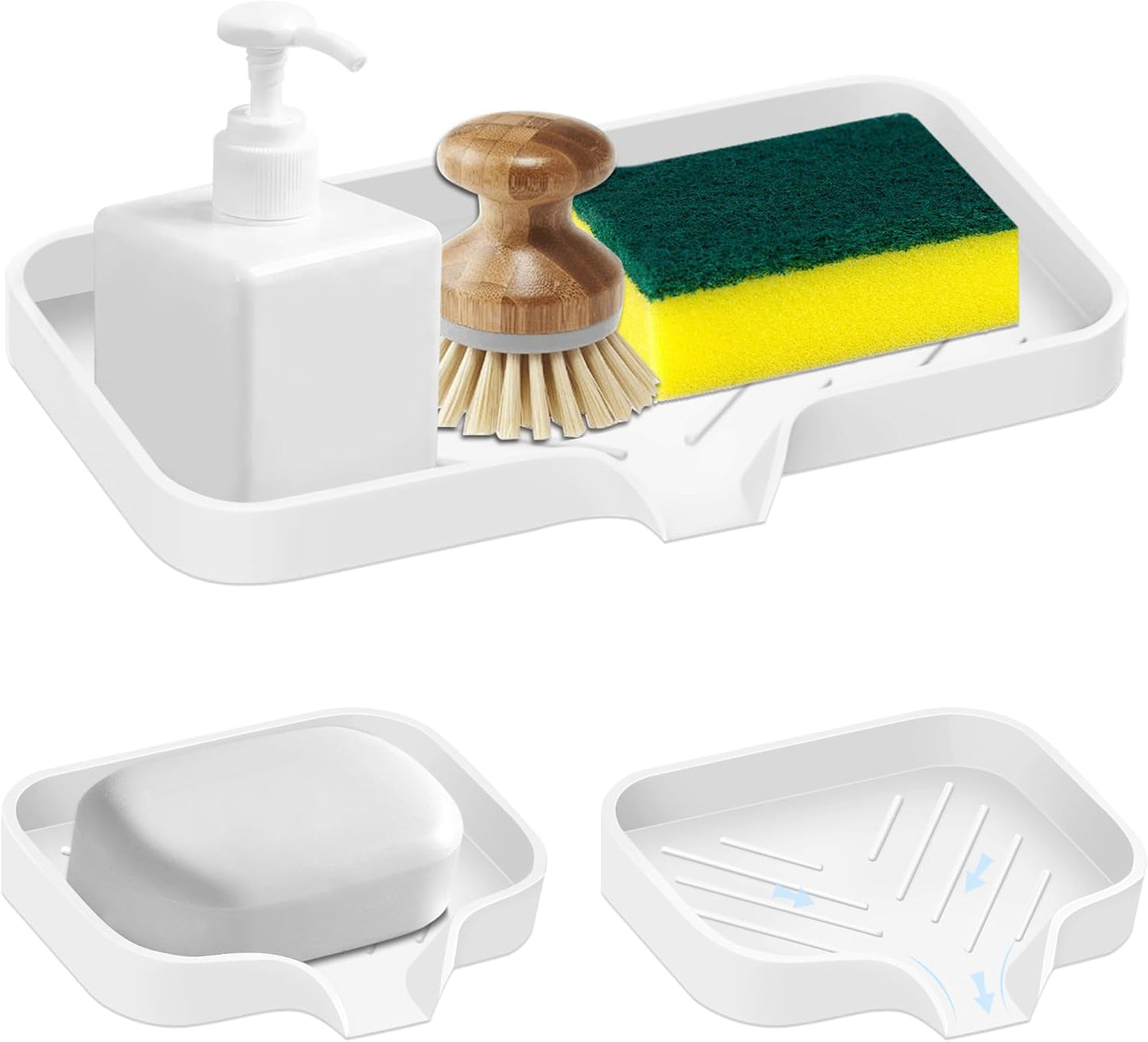 Great Silicone Soap Dish - 4 Pcs Thickened Self-Draining Soap Tray for Shower & Bathtub-Great High-Purity Silicone Soap Dish