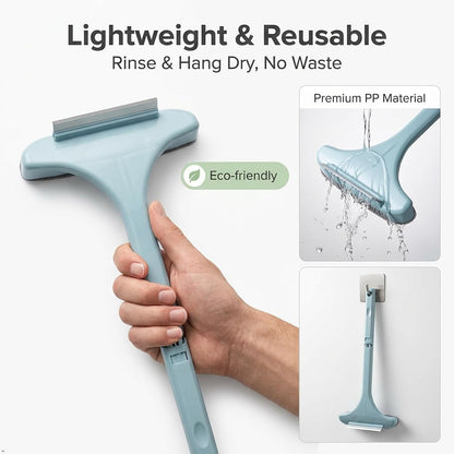 Window Screen Cleaning Brush, 2 in 1 Window Screen Cleaning Brush with Squeegee, for Patio, Door & Porch Screens, Dual-Sided Wet & Dry Use, Blue