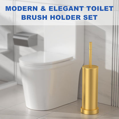Brushed Nickel Toilet Brush and Holder Set, 304 Stainless Steel Toilet Brush for Bathroom, Heavy Duty Toilet Bowl Brush with Holder, Removable Inner Bowl and Splash Protection, Long Handle