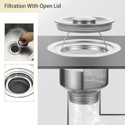Kitchen Sink Drain Strainer, Fine Mesh,Sink with Handle Food Collection Filter,Stainless Steel Accessories,3 Inch Mesh Sink Strainer, Dishwasher Washable（3-Pack）