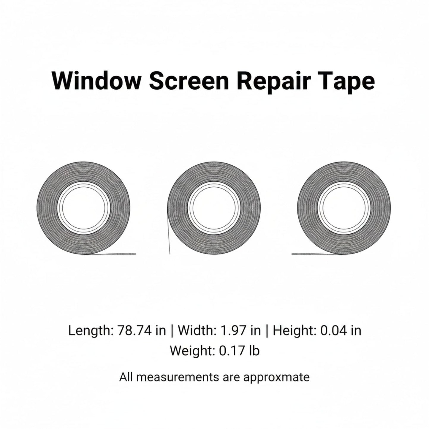 Self-Adhesive Window Screen Repair Tape, Fiberglass Mesh Patch for Holes & Tears, 2" x 78.7" Roll for Door and Window Screens