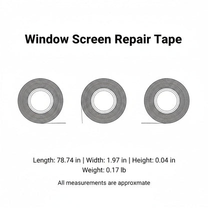 Self-Adhesive Window Screen Repair Tape, Fiberglass Mesh Patch for Holes & Tears, 2" x 78.7" Roll for Door and Window Screens