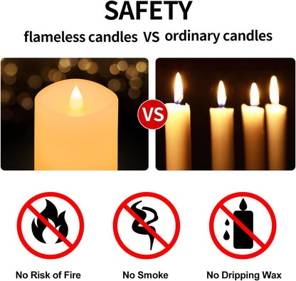 3x3 Flickering Flameless Candles Set of 2, 2AA Battery Life 600 Hours Battery Candles Flickering with Timer,3 inch Flameless Candles with Remote for Indoor/Outdoor, Ivory