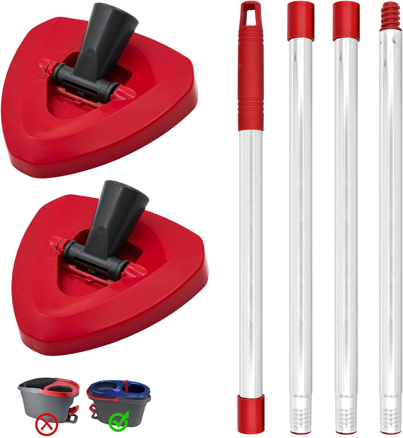 Mop Heads for O Cedar RinseClean 2 Tank Spin Mop System, 3 Microfiber Mop Head Refills and 3 Chenille Mop Pads,1 Scrub Brush, and 1 Mop Base with Mop Handle Set Combo