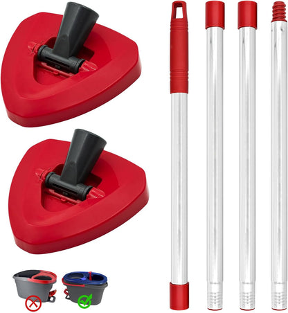 Mop Heads for O Cedar RinseClean 2 Tank Spin Mop System, 3 Microfiber Mop Head Refills and 3 Chenille Mop Pads,1 Scrub Brush, and 1 Mop Base with Mop Handle Set Combo