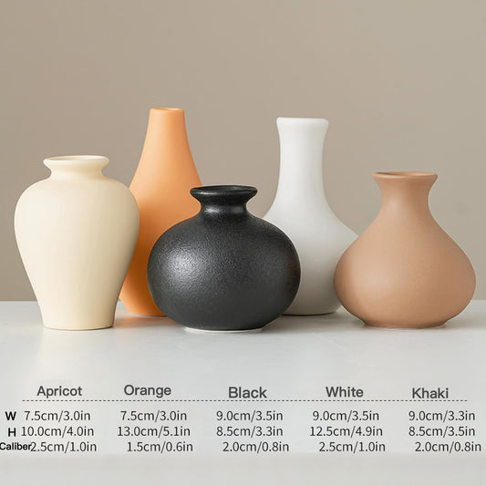 Ceramic Vase Set of 5,Neutral Colors,Home Decor Floral Vase Decorations for Living Room Centerpiece Shelf Bedroom Office Kitchen Dining Desk Bathroom