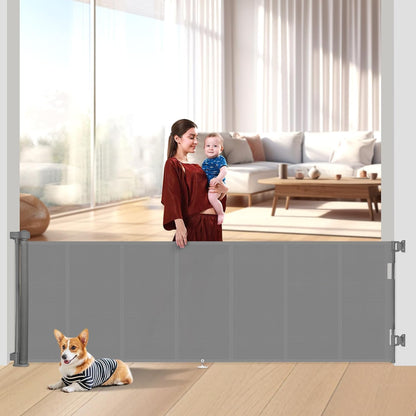 Miumoon 50 inch Retractable Baby Gates 34 inch Tall, Retractable Gate with Reinforced Strip Design to Prevent Crawling Through, Retractable Dog Gate for Stairs, Doorways, Hallways