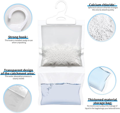 ZSZMFH 6 Pack Moisture Absorber & Max Odor Eliminator Hanging Bag, Charcoal Smell Remove Damp Musty Smell,Hanging Closet Dehumidifier Bags with 25g of Activated Charcoal (220g/pack)…